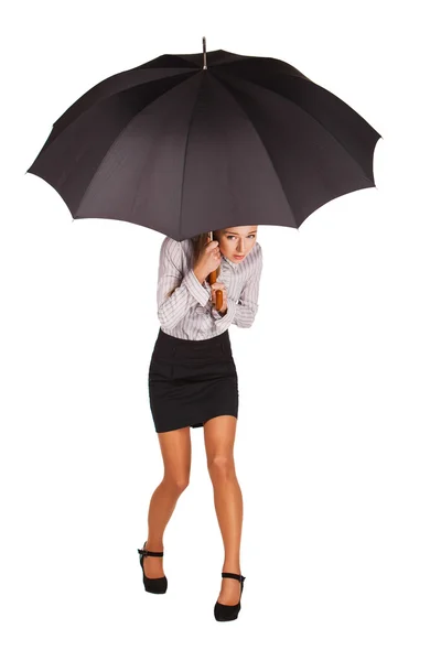 Mujer de negocios sosteniendo un paraguas. — Foto de Stock