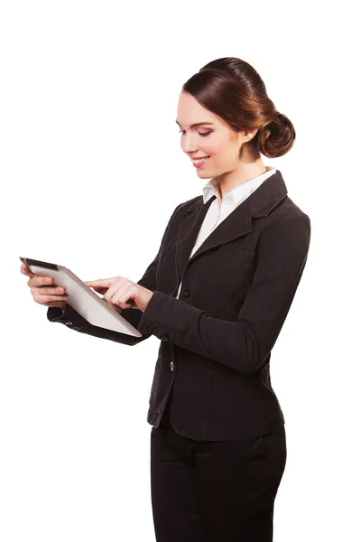 Business woman holding tablet — Stockfoto