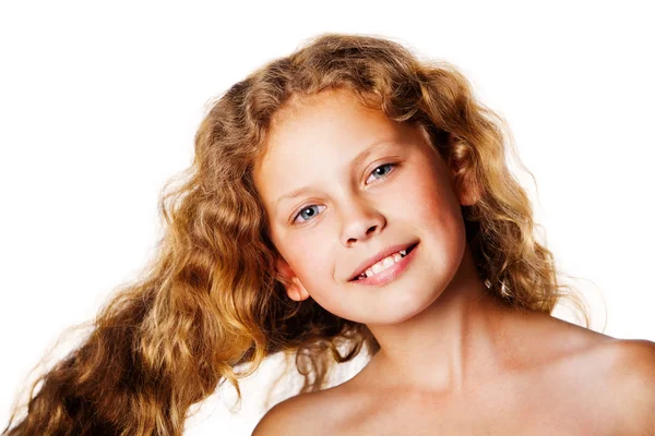 Niña bonita con el pelo ventoso . —  Fotos de Stock