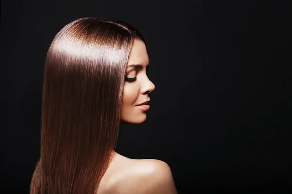 Beautiful Brunette Girl. Healthy Long Hair. Stock Photo