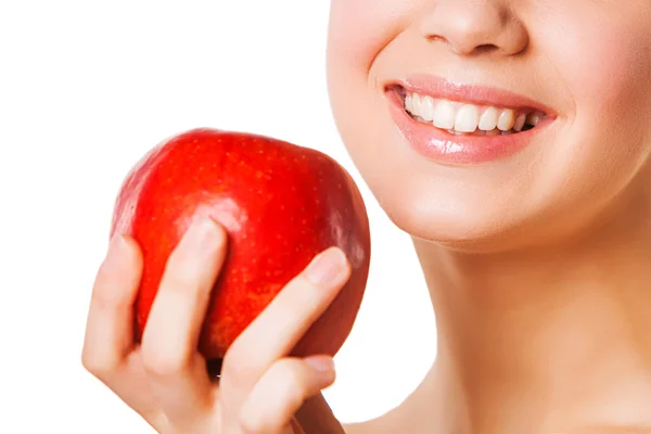 Healthy Teeth And Red Apple — Stock Photo, Image