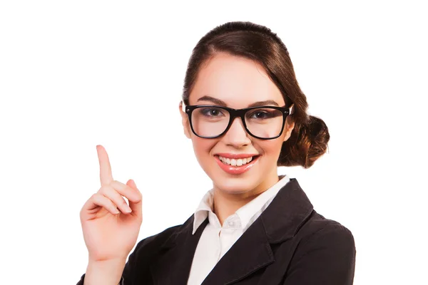 Businesswoman  pointing up — Stock Photo, Image