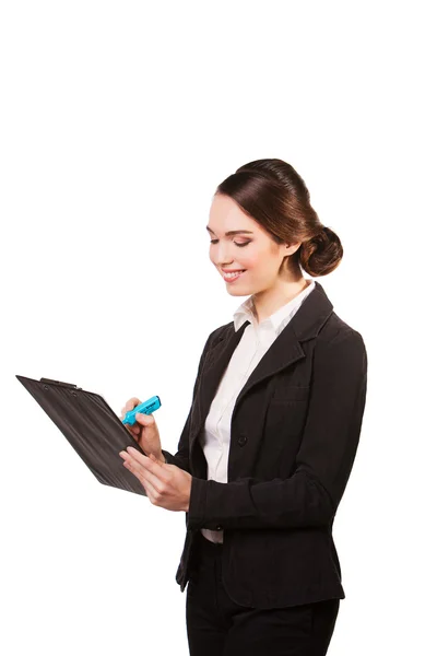 Business woman fith clipboard — Stock Photo, Image