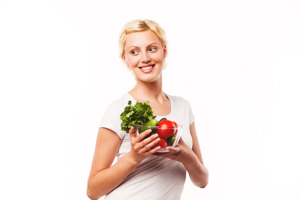 Mulher com salada saudável . — Fotografia de Stock