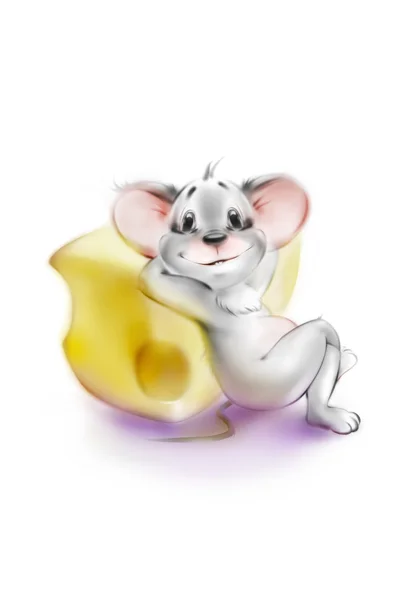 Мышь с сыром — стоковое фото
