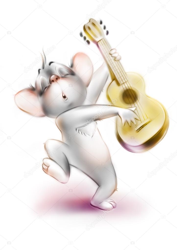 Mouse musician with guitar
