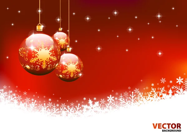 赤い背景の上のクリスマスのテーマ — ストックベクタ