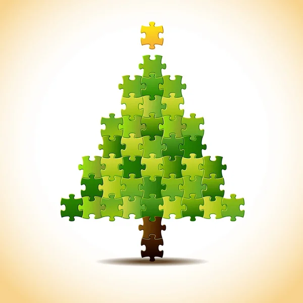 Árbol de navidad vector simple hecho de rompecabezas — Vector de stock