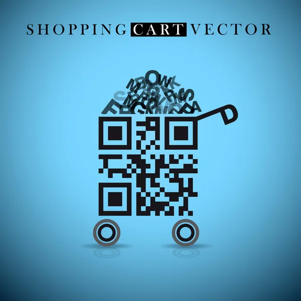 Shopping cart made from QR-code — Stock Vector