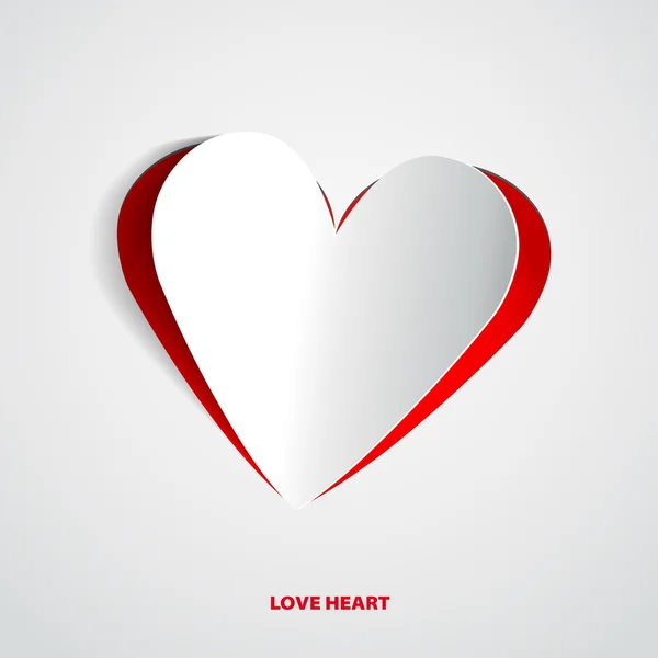gölge ile kırmızı kalp kağıt etiket