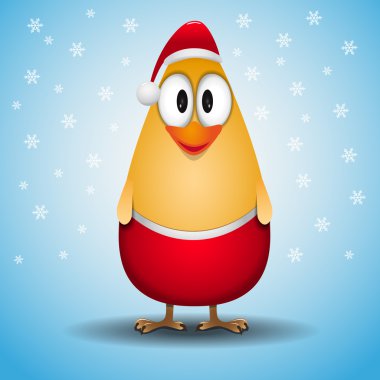 şirin mutlu küçük sarı tavuk Noel tebrik kartı