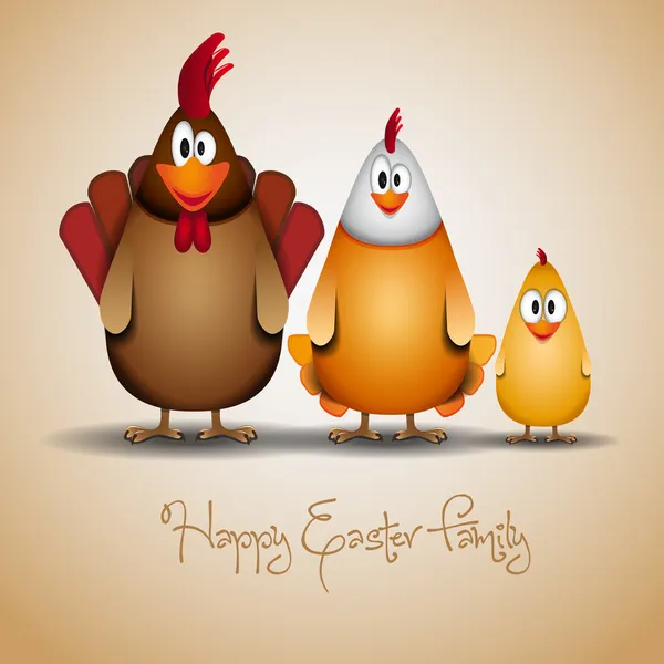 Feliz Pascua - Divertida ilustración de la familia de pollo —  Fotos de Stock