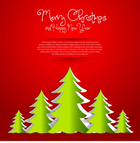 Einfacher Weihnachtsbaum aus Papier geschnitten - originale Neujahrskarte — Stockfoto