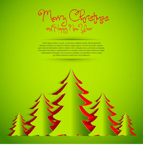 El árbol simple de Navidad cortado del papel - la tarjeta original de Año Nuevo —  Fotos de Stock