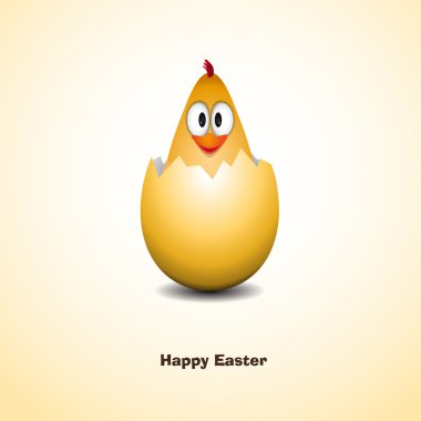Mutlu Paskalya - komik tavuk yumurta - vektör kartı