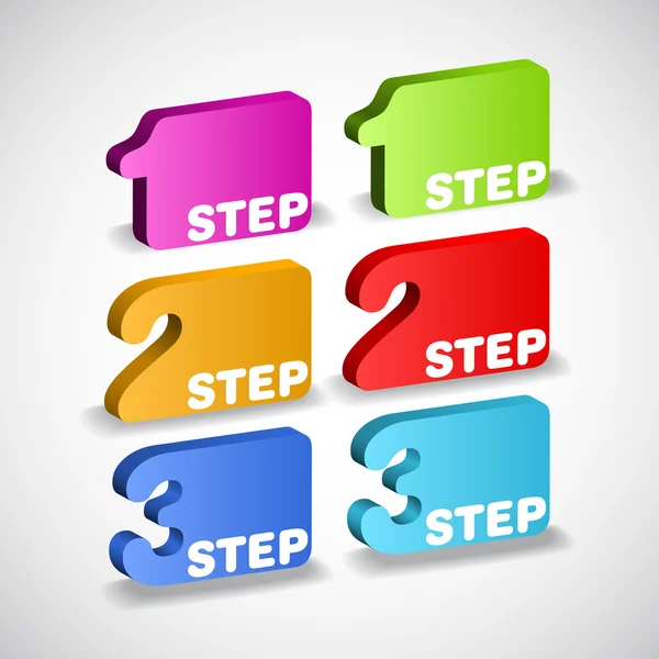 One two three - Set of three version - vector paper progress steps for tutorial — Stock Vector