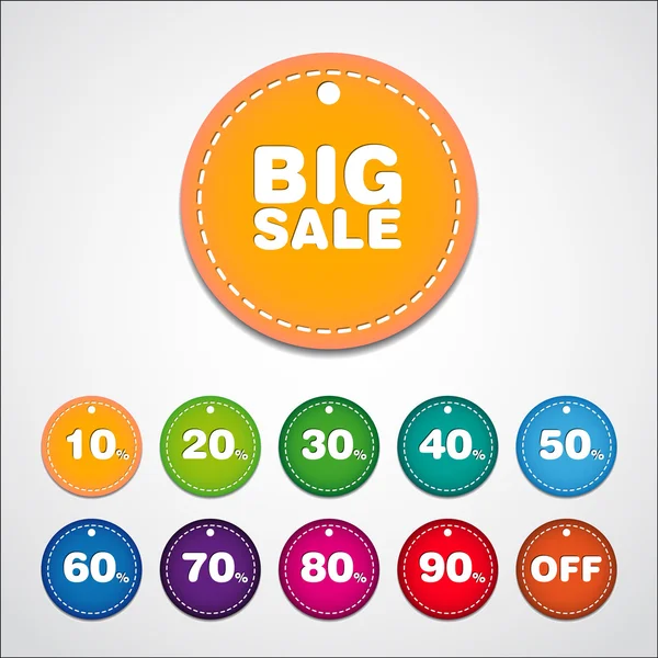 Tags coloridas Big Sale - adesivos para grande venda — Vetor de Stock