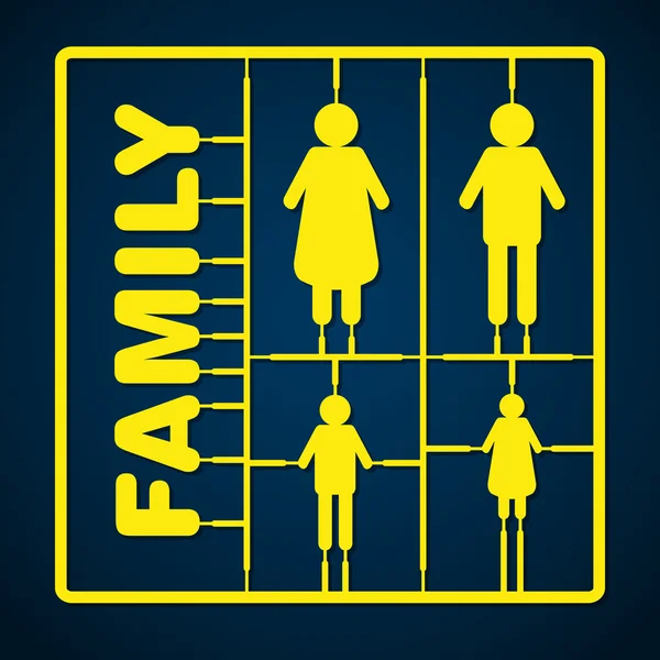 Silhouette family model kit with sign - parents — Stock Vector