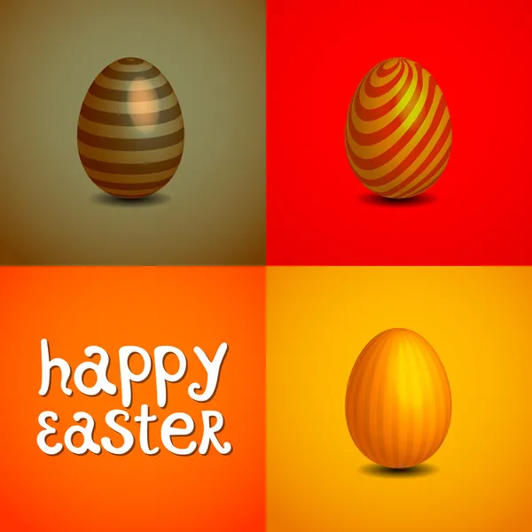 Tarjetas de Pascua feliz con huevos de Pascua, pollo de Pascua y frente — Vector de stock