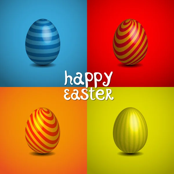Tarjetas de Pascua feliz con huevos de Pascua, pollo de Pascua y frente — Vector de stock
