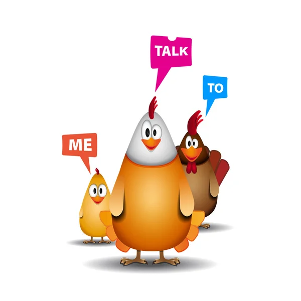 Happy Easter - Funny chicken family with speech bubbles - vector illustration Grafik Vektor