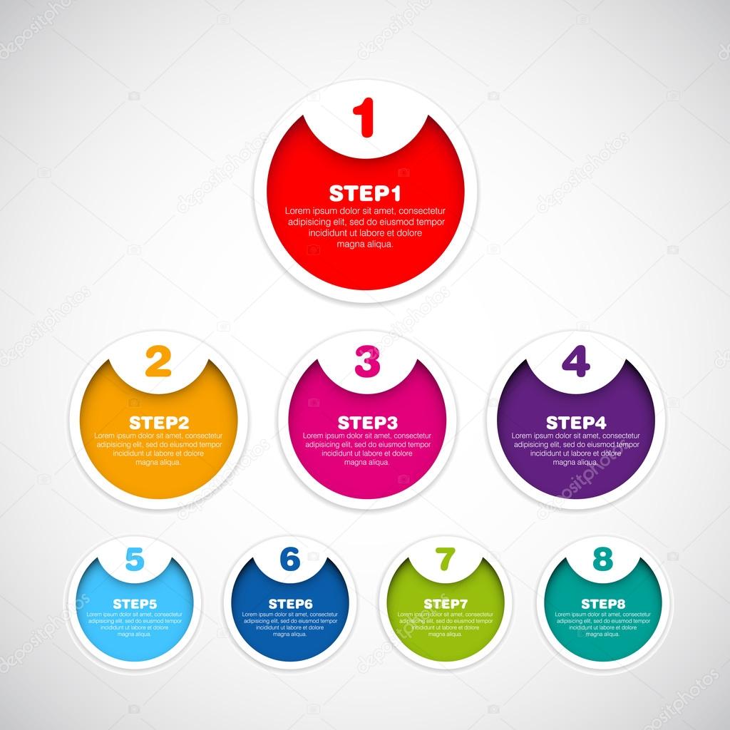 One two three - Set of three version - vector paper progress steps for tutorial