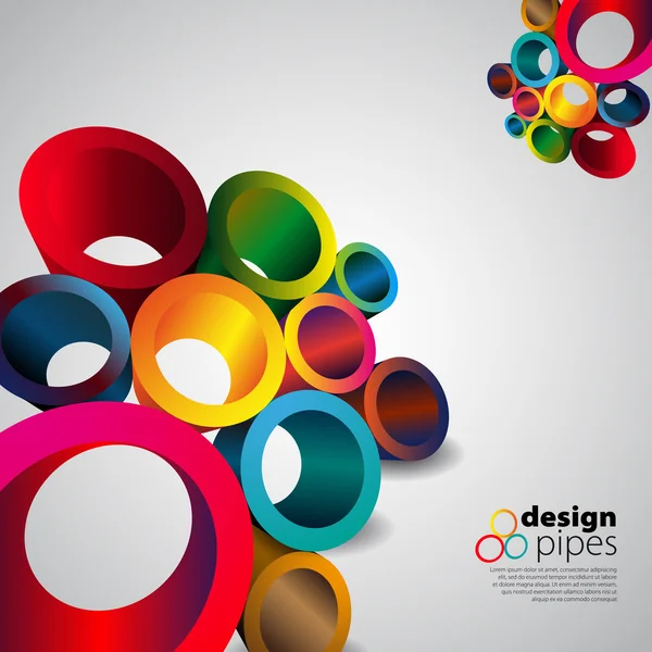 Tubos de círculo 3D coloridos sobre fondo brillante — Foto de Stock