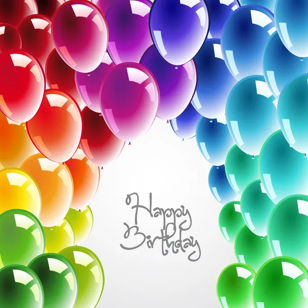Cartão de aniversário feliz com balões coloridos — Fotografia de Stock