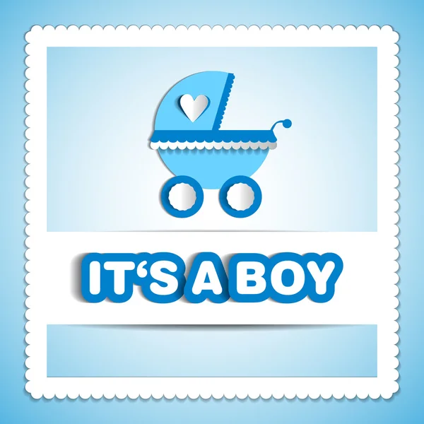 Baby card - Its a boy theme - with baby carriage — Stock Photo, Image