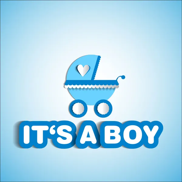 Baby card - Its a boy theme - with baby carriage — Stock Photo, Image