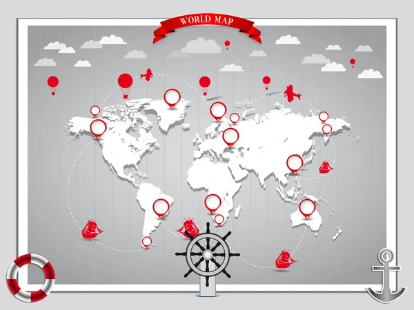 Världen karta illustration och infographics formgivningsmall — Stockfoto