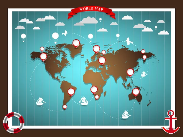 Ilustração do mapa do mundo e modelo de design de infográficos — Fotografia de Stock