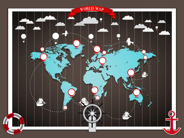 Ilustração do mapa do mundo e modelo de design de infográficos — Fotografia de Stock