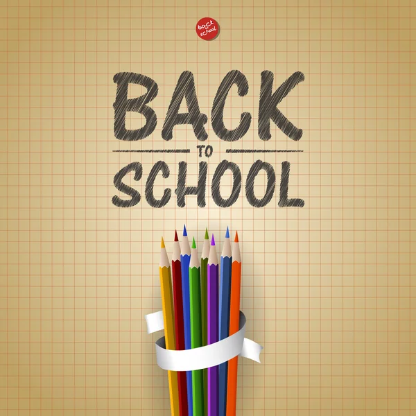 Bem-vindo de volta ao fundo da escola com lápis coloridos, vetor — Vetor de Stock
