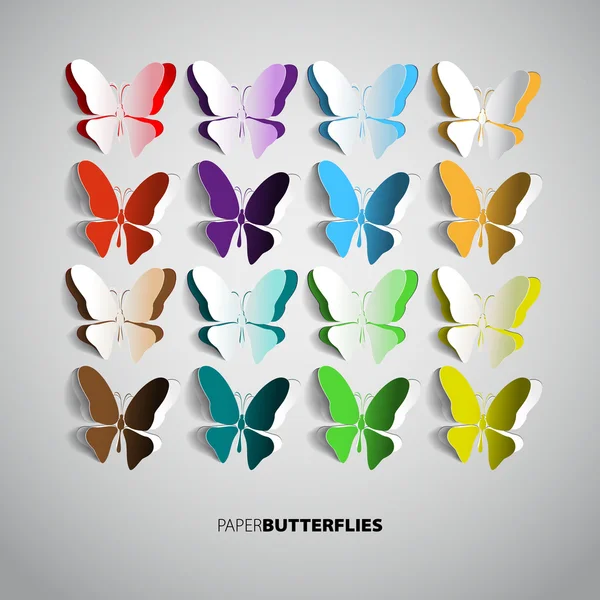 Set di farfalle di carta — Vettoriale Stock