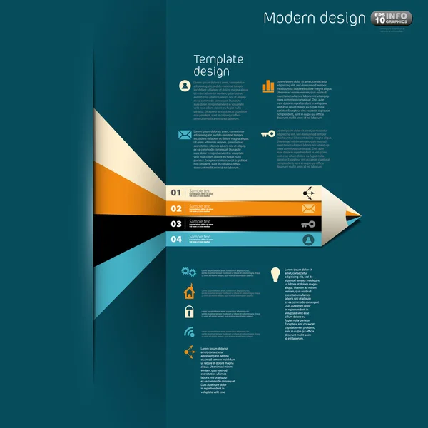 Web-Design-Vorlage mit nummerierten Bannern und Bleistiftendung — Stockvektor