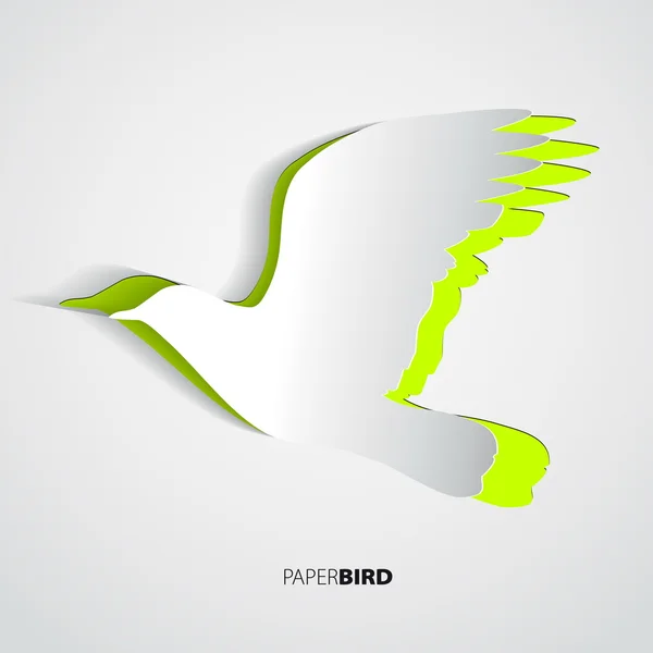 Wenskaart met papier bird — Stockvector