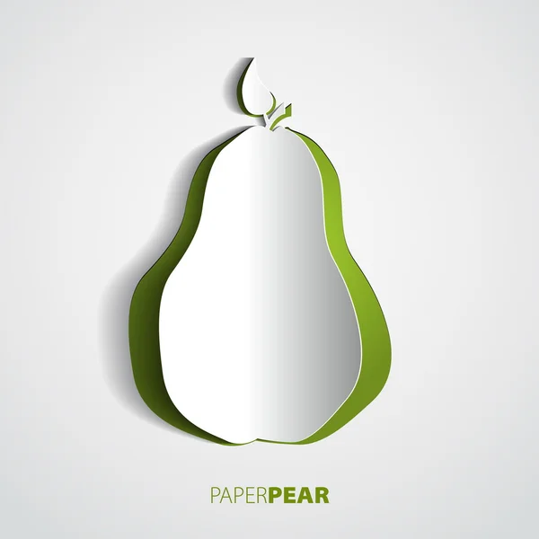 Vector green paper pear — Stock Vector