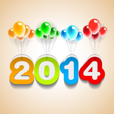 mutlu yeni yıl 2014 kağıt numaraları balonları