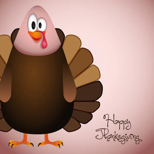 Happy Thanksgiving cartoon turkey - card vector illustration — Stock Vector