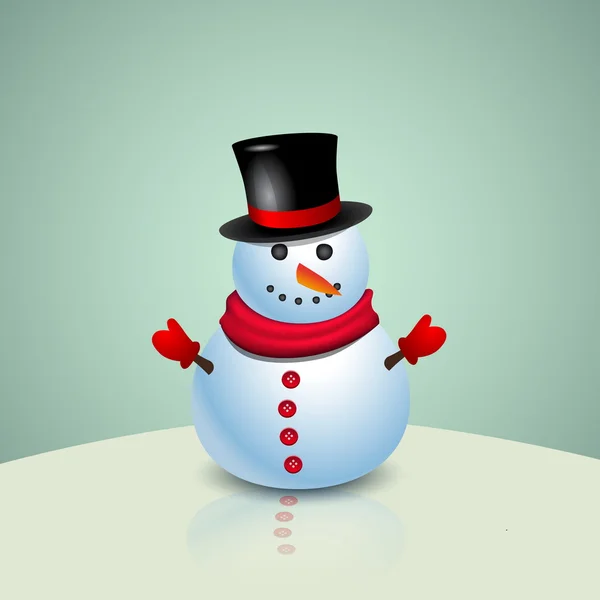 Tarjeta de felicitación de Navidad con muñeco de nieve. Ilustración vectorial — Vector de stock