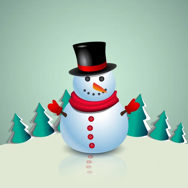 Cartão de felicitações de Natal com boneco de neve. — Vetor de Stock