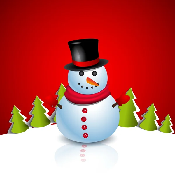 Christmas Greeting Card with snowman. Vector illustration — Stock Vector