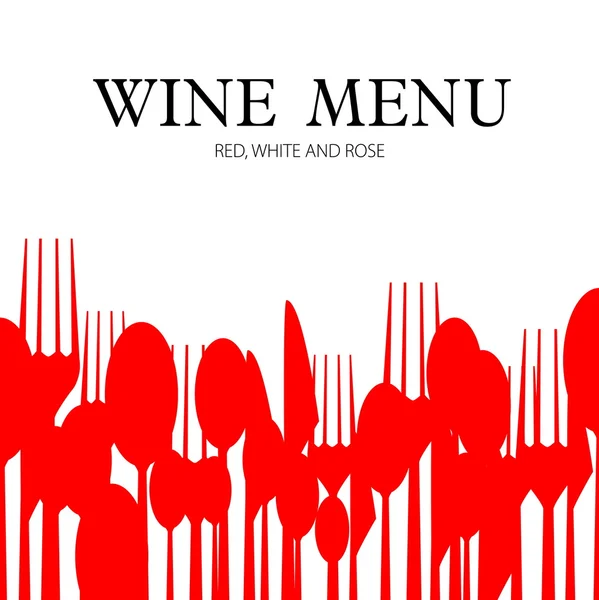 Menu ou cartão de vinho com talheres —  Vetores de Stock