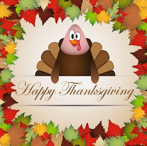 Happy Thanksgiving cartoon turkey - ilustração do vetor do cartão — Vetor de Stock