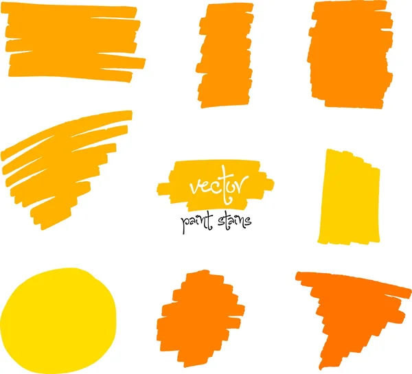 Yellow and orange brush strokes — Stock Vector