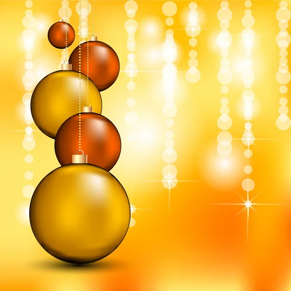 Fondo de Navidad elegante con adornos dorados y hojuelas — Vector de stock