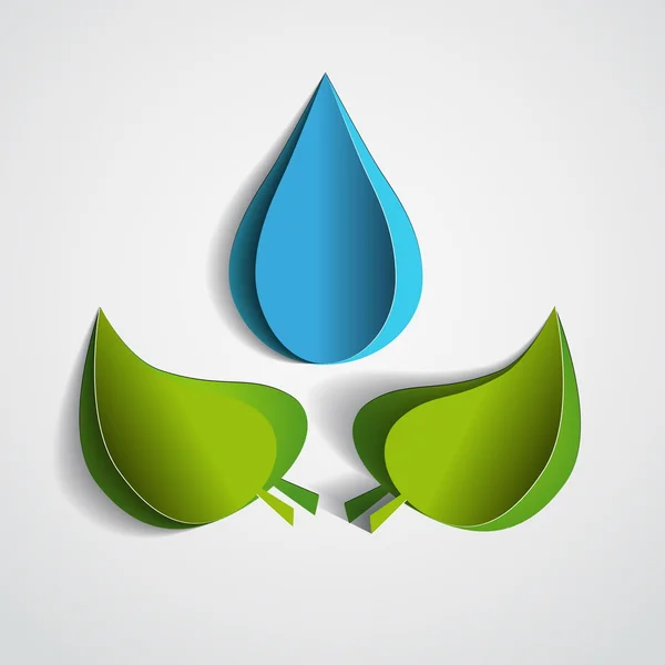 Goutte d'eau et de plantes vertes . — Image vectorielle
