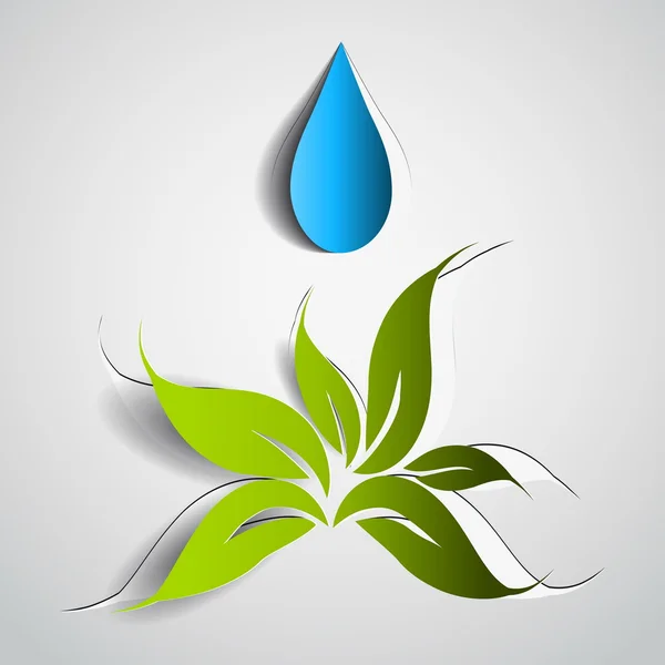 Goutte d'eau et de plantes vertes . — Image vectorielle