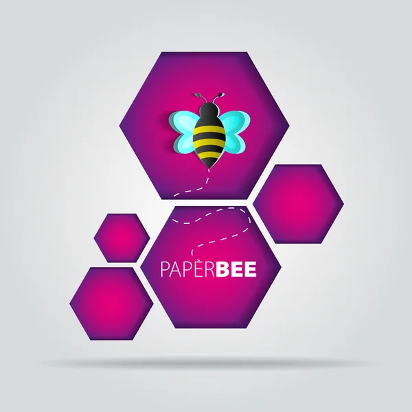 Honingraat en de papier-bee — Stockvector